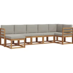 vidaXL Ensemble de canapés d'extérieur 7 pcs Gris Naturel et Clair