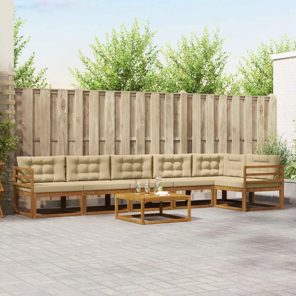 Ensembles De Meubles-vidaXL Ensemble de canapés d'extérieur 7 pcs Naturel et beige