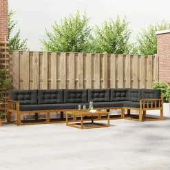 Ensembles De Meubles-vidaXL Ensemble de canapés d'extérieur 7 pcs Naturel et anthracite