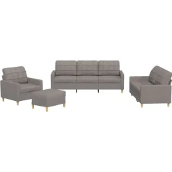 Canapés-vidaXL Ensemble de canapés 4 pcs avec coussins Tissu Taupe
