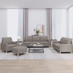 Canapés-vidaXL Ensemble de canapés 4 pcs avec coussins Tissu Taupe