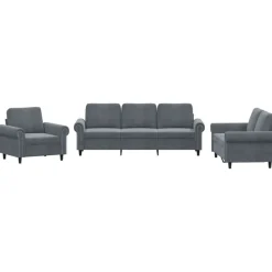 Canapés-vidaXL Ensemble de canapés 3 pcs avec coussins Velours Gris foncé