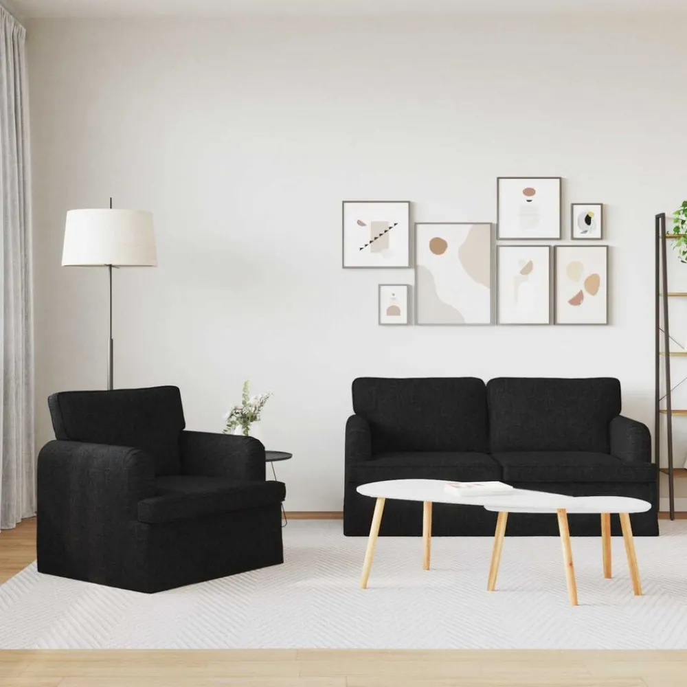 Canapés-vidaXL Ensemble de Canapés 2 pcs 162 x 80 x 85 cm tissu Noir