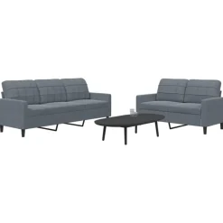 Canapés-vidaXL Ensemble de canapés 2 pcs avec coussins Velours Gris foncé