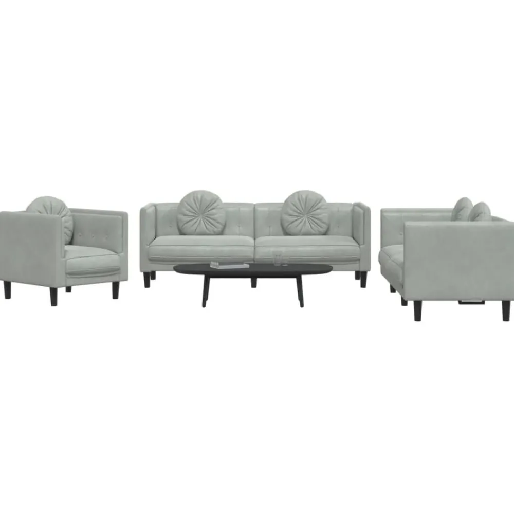 vidaXL Ensemble de canapés 3 pcs avec coussins rose velours