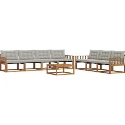 vidaXL Ensemble de canapés d'extérieur 8 pcs Gris Naturel et Clair