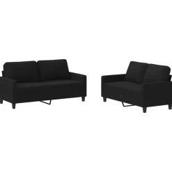 Canapés-vidaXL Ensemble de canapés 2 pcs avec coussins Tissu Noir