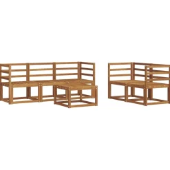 vidaXL Ensemble de canapés d'extérieur 6 pcs Naturel et Crème