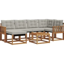 vidaXL Ensemble de canapés d'extérieur 7 pcs Gris Naturel et Clair