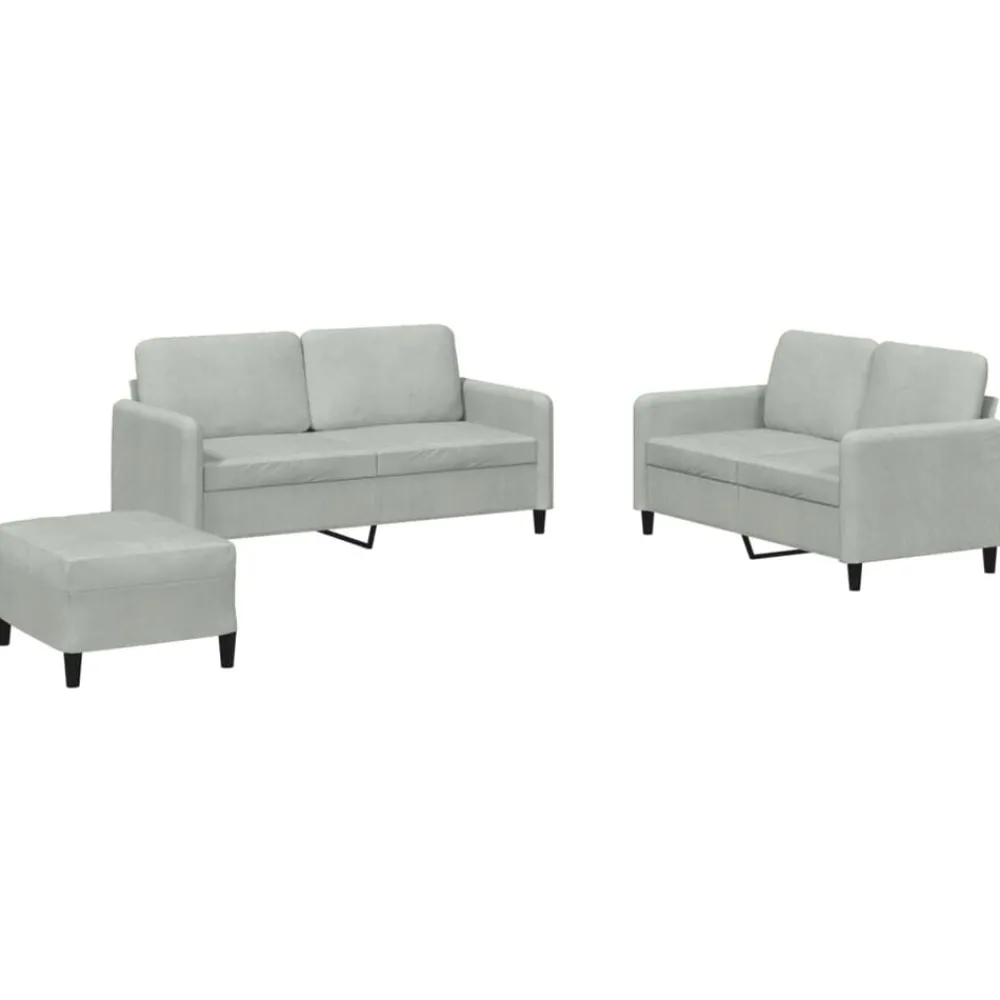 Canapés-vidaXL Ensemble de canapés 3 pcs velours Gris clair