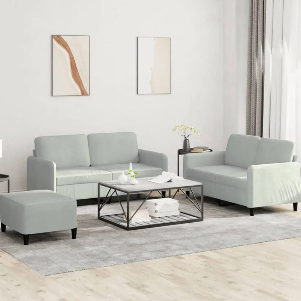 Canapés-vidaXL Ensemble de canapés 3 pcs velours Gris clair