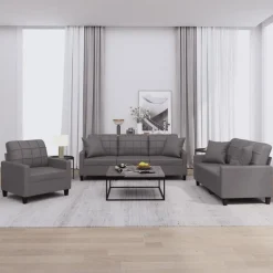 vidaXL Ensemble de canapés 3 pcs avec coussins similicuir