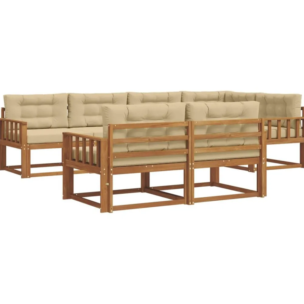 Ensembles De Meubles-vidaXL Ensemble de canapés d'extérieur 7 pcs Naturel et beige
