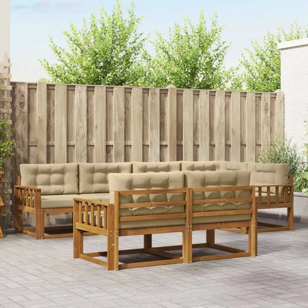 Ensembles De Meubles-vidaXL Ensemble de canapés d'extérieur 7 pcs Naturel et beige
