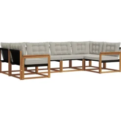 Ensembles De Meubles-vidaXL Ensemble de canapés d'extérieur 6 pcs Gris Naturel et Clair Naturel et gris clair