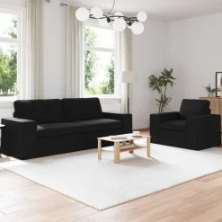 Canapés-vidaXL Ensemble de Canapés 2 pcs 222 x 80 x 82 cm tissu Noir