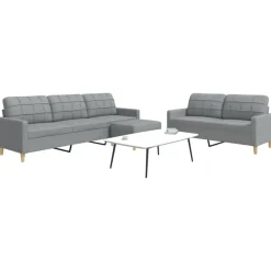 Canapés-vidaXL Ensemble de canapés 3 pcs avec repose-pied tissu Gris clair