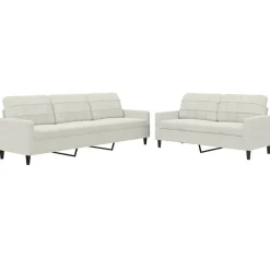 vidaXL Ensemble de canapés 2 pcs avec coussins Crème Velours