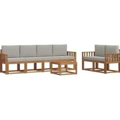 Ensembles De Meubles-vidaXL Ensemble de canapés d'extérieur 7 pcs Gris Naturel et Clair Naturel et gris clair