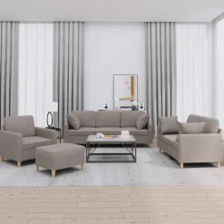 vidaXL Ensemble de canapés 4 pcs avec coussins tissu