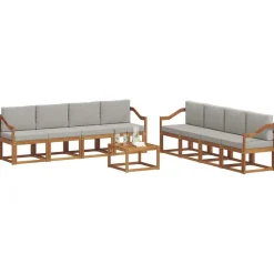 vidaXL Ensemble de canapés d'extérieur 9 pcs Gris Naturel et Clair