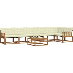 vidaXL Ensemble de canapés d'extérieur 7 pcs Naturel et Crème