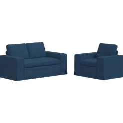 Canapés-vidaXL Ensemble de Canapés 2 pcs 162 x 80 x 82 cm tissu Bleu