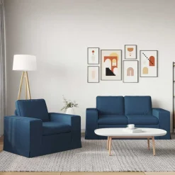 Canapés-vidaXL Ensemble de Canapés 2 pcs 162 x 80 x 82 cm tissu Bleu