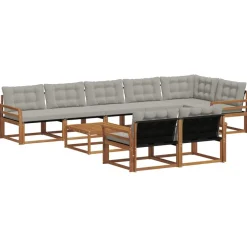 Ensembles De Meubles-vidaXL Ensemble de canapés d'extérieur 9 pcs Gris Naturel et Clair Naturel et gris clair