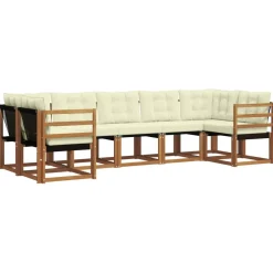vidaXL Ensemble de canapés d'extérieur 7 pcs Gris Naturel et Clair