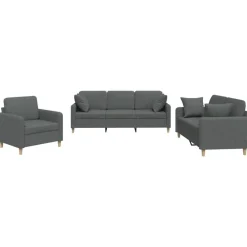 vidaXL Ensemble de canapés 3 pcs coussins tissu