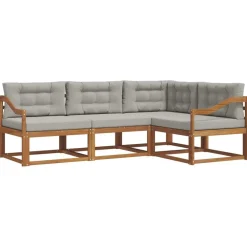 Ensembles De Meubles-vidaXL Ensemble de canapés d'extérieur 4 pcs Gris Naturel et Clair Naturel et gris clair