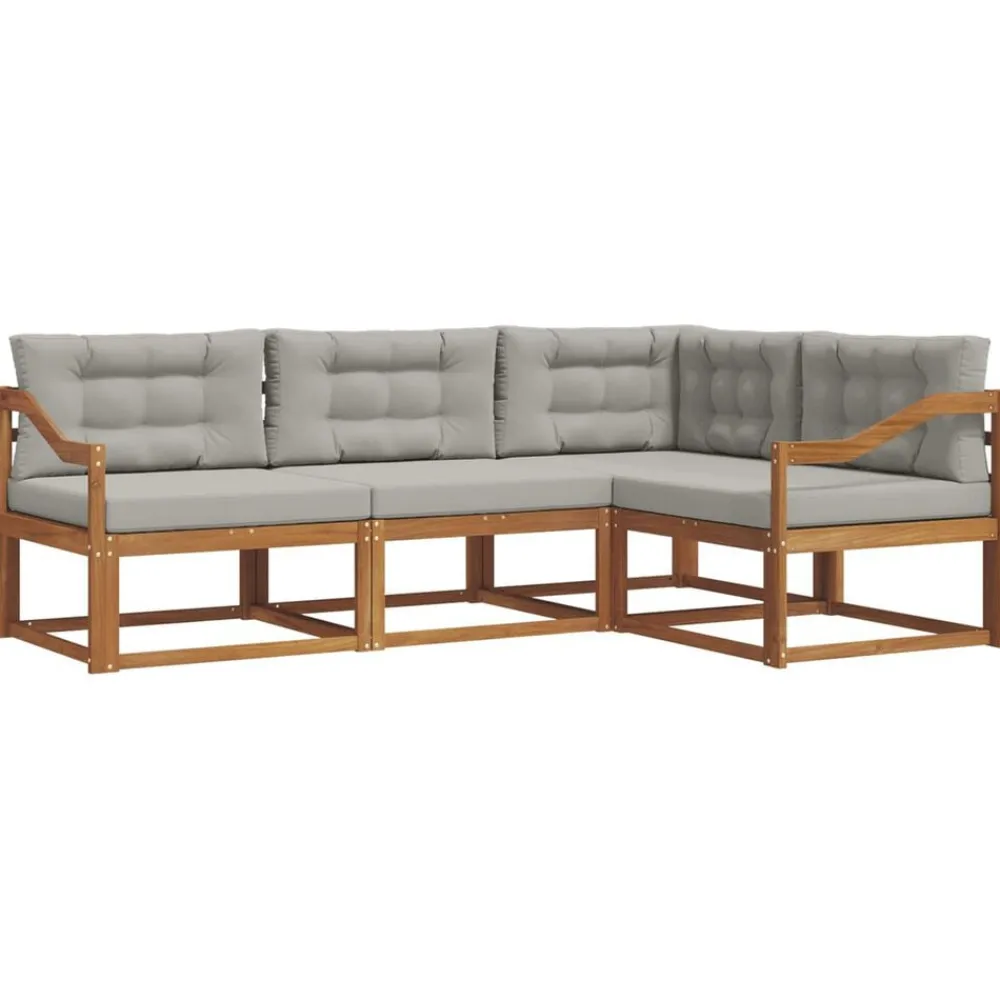 Ensembles De Meubles-vidaXL Ensemble de canapés d'extérieur 4 pcs Gris Naturel et Clair Naturel et gris clair