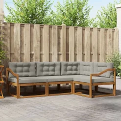 Ensembles De Meubles-vidaXL Ensemble de canapés d'extérieur 4 pcs Gris Naturel et Clair Naturel et gris clair