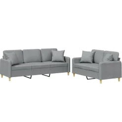 vidaXL Ensemble de canapés 2 pcs coussins tissu