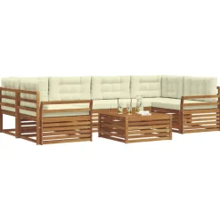 vidaXL Ensemble de canapés d'extérieur 8 pcs Naturel et Crème