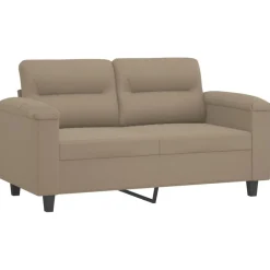 Canapés-vidaXL Ensemble de canapés 2 pcs avec coussins tissu microfibre Taupe
