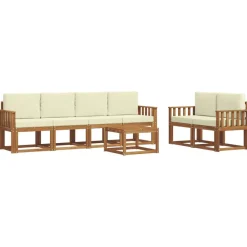 vidaXL Ensemble de canapés d'extérieur 7 pcs Naturel et Crème