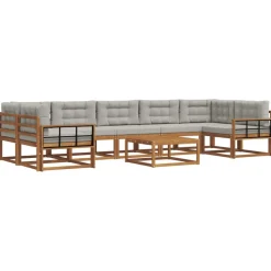 Ensembles De Meubles-vidaXL Ensemble de canapés d'extérieur 8 pcs Gris Naturel et Clair Naturel et gris clair