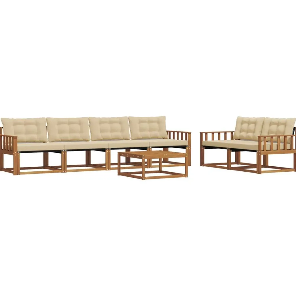 Ensembles De Meubles-vidaXL Ensemble de canapés d'extérieur 7 pcs Naturel et beige