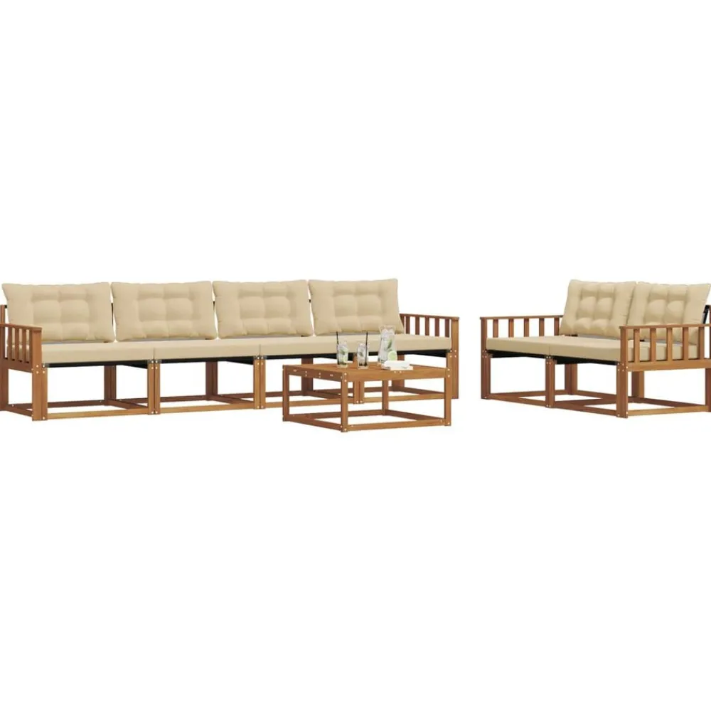 Ensembles De Meubles-vidaXL Ensemble de canapés d'extérieur 7 pcs Naturel et beige