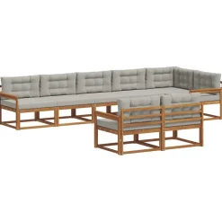 vidaXL Ensemble de canapés d'extérieur 8 pcs Gris Naturel et Clair