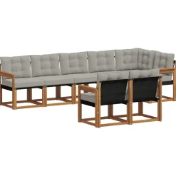 Ensembles De Meubles-vidaXL Ensemble de canapés d'extérieur 8 pcs Gris Naturel et Clair Naturel et gris clair