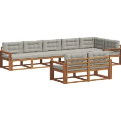 vidaXL Ensemble de canapés d'extérieur 8 pcs Gris Naturel et Clair