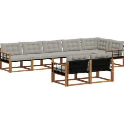 Ensembles De Meubles-vidaXL Ensemble de canapés d'extérieur 8 pcs Gris Naturel et Clair Naturel et gris clair