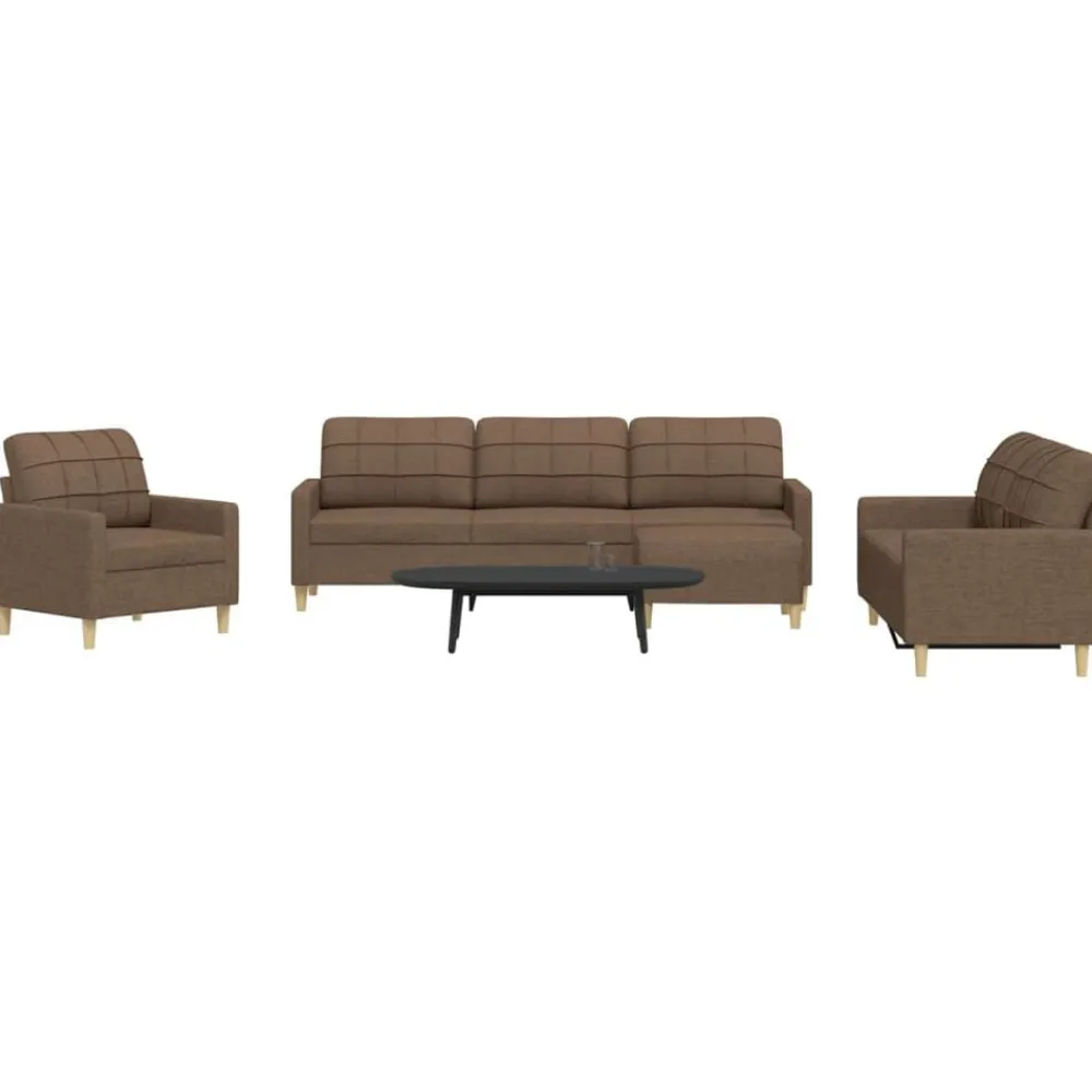 Canapés-vidaXL Ensemble de canapés 4 pcs avec repose-pied tissu Marron