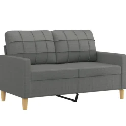 Canapés-vidaXL Ensemble de canapés 2 pcs avec coussins Tissu Gris foncé