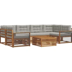 vidaXL Ensemble de canapés d'extérieur 7 pcs Gris Naturel et Clair