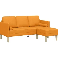 Canapés-vidaXL Ensemble de Canapés avec coussin Polyester Jaune foncé