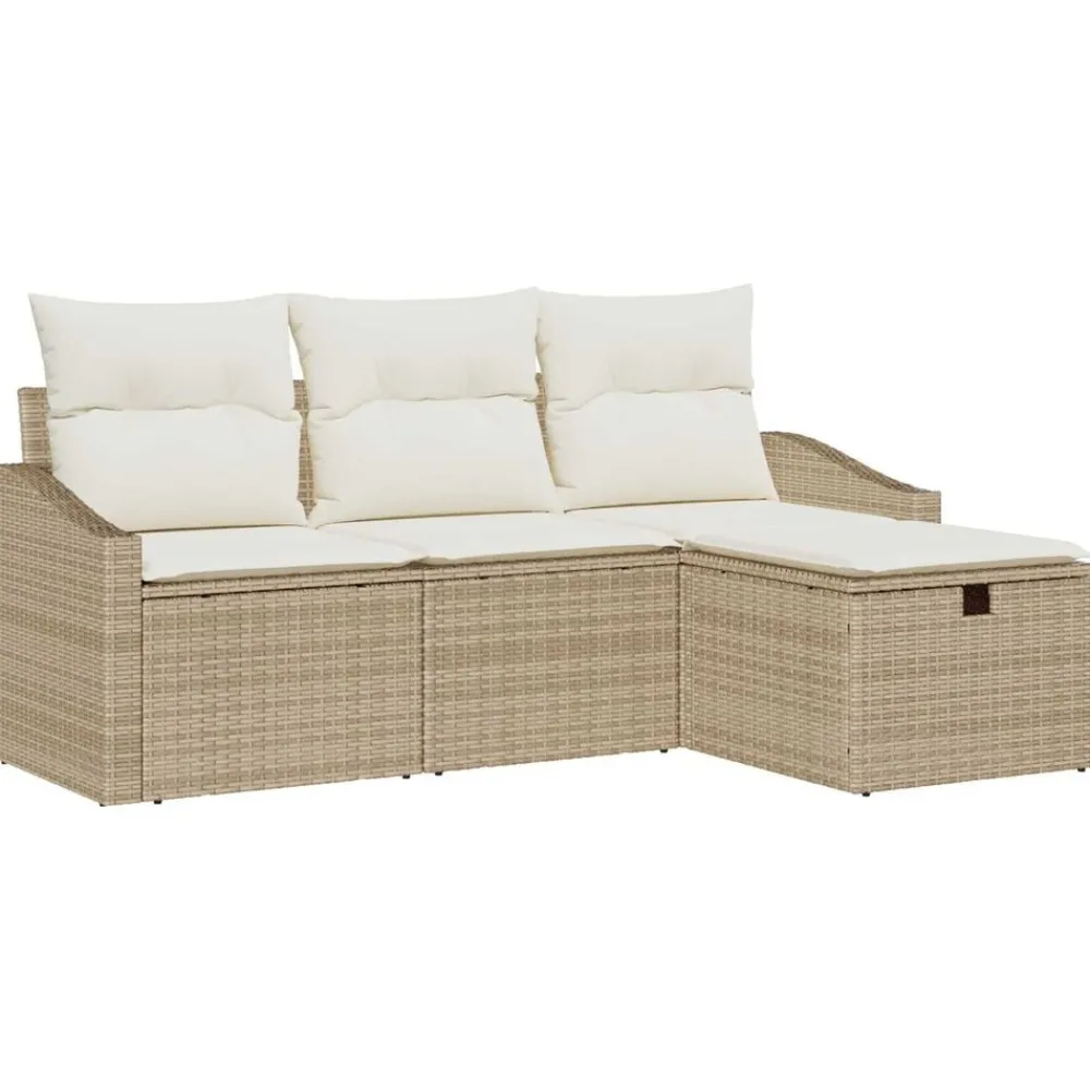 vidaXL Ensemble de Canapés avec coussin 4 pcs polyrotin